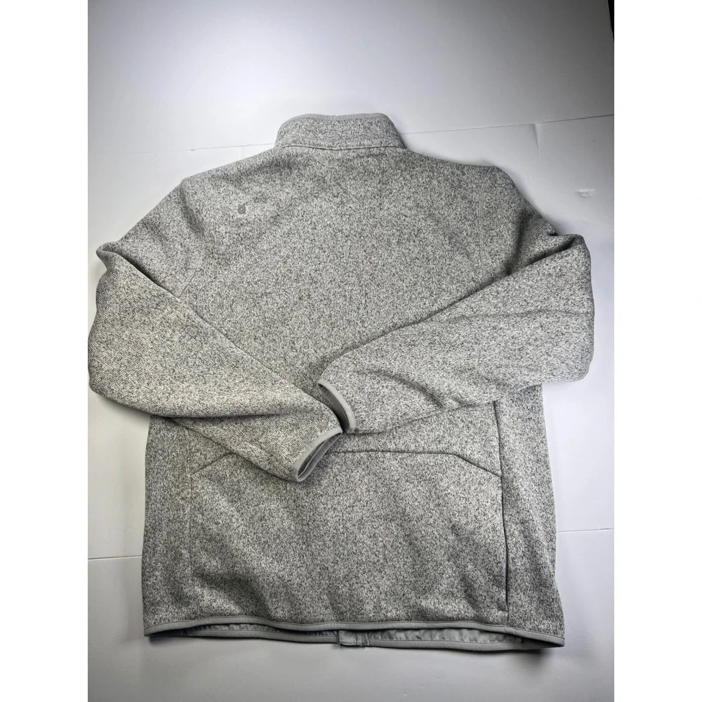 FIGS Fleece Jacket Mens XL Gray Full Zip Heathered OtoSet Embroidered Mock Neck - Picture 5 of 6